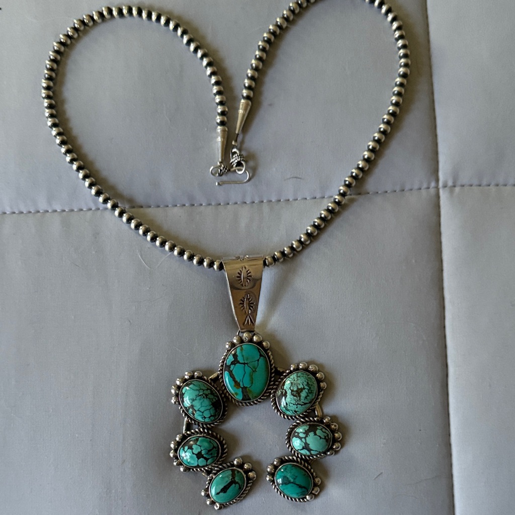 Turquoise And Silver Pendant Necklace